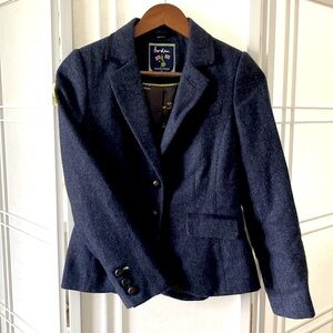 MOVING SALE!! BODEN British Tweed by Moon Navy Herringbone Fitted Blazer, 2